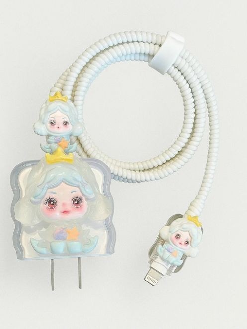 Защитный набор для зарядного устройства iLikeGift «Принцесса», blue (5 предметов) 