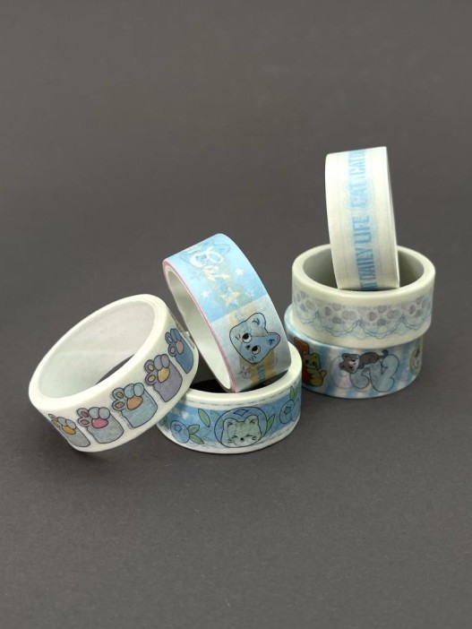 Набор декоративного скотча 6 шт. "Funny buddies", blue (1,5см*2м) 