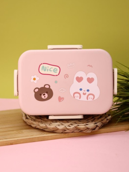 Ланчбокс "Bear and hare friends", pink, 1300 ml 