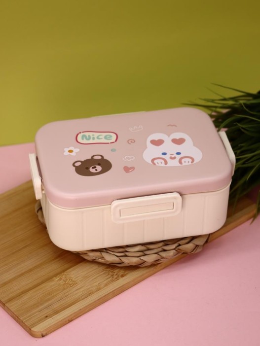 Ланчбокс "Bear and hare friends", pink, 1300 ml 