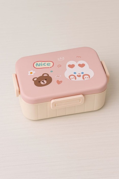 Ланчбокс "Bear and hare friends", pink, 1300 ml 