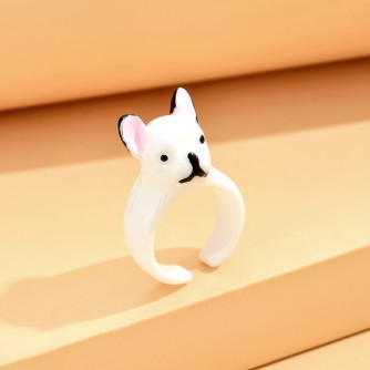 Кольцо акриловое GIRLY "Dog", white (d=1,7 см)