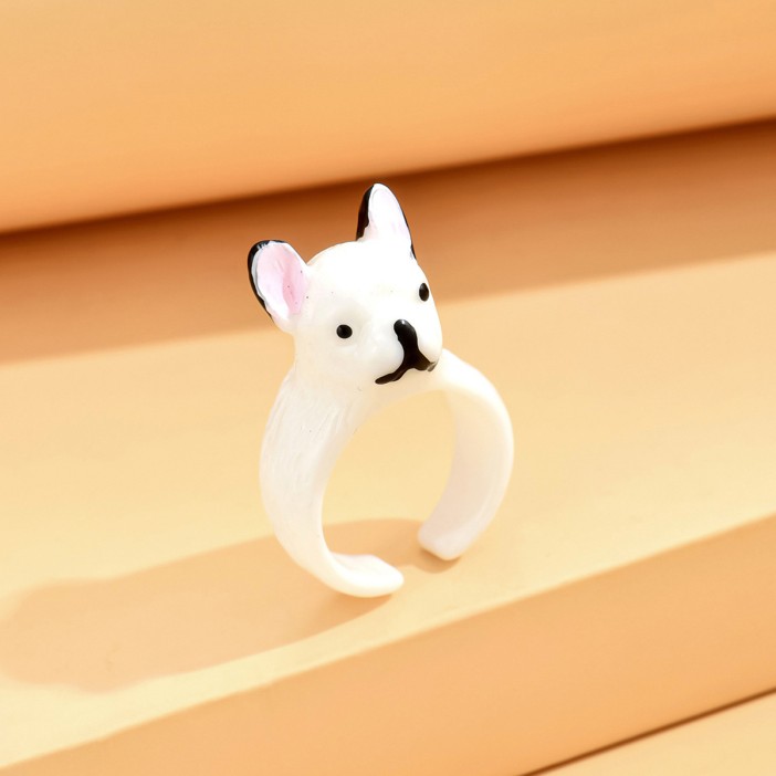 Кольцо акриловое GIRLY &quot;Dog&quot;, white (d=1,7 см) 