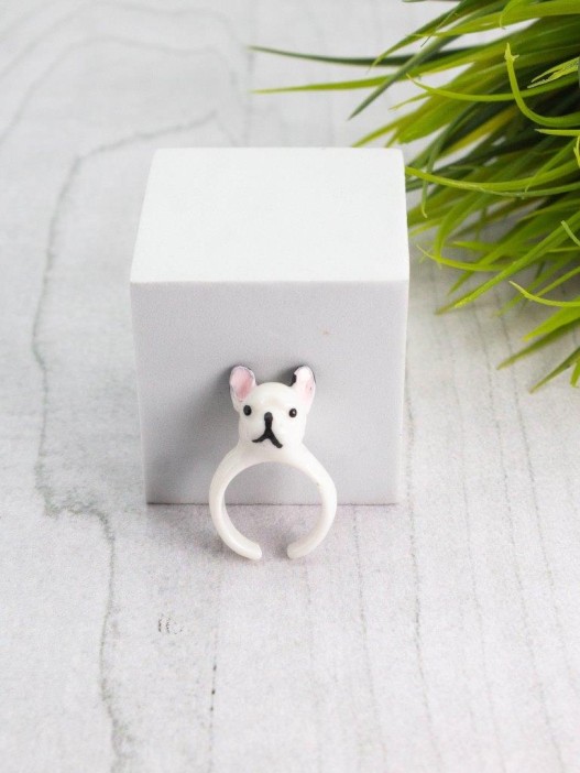 Кольцо акриловое GIRLY "Dog", white (d=1,7 см) 