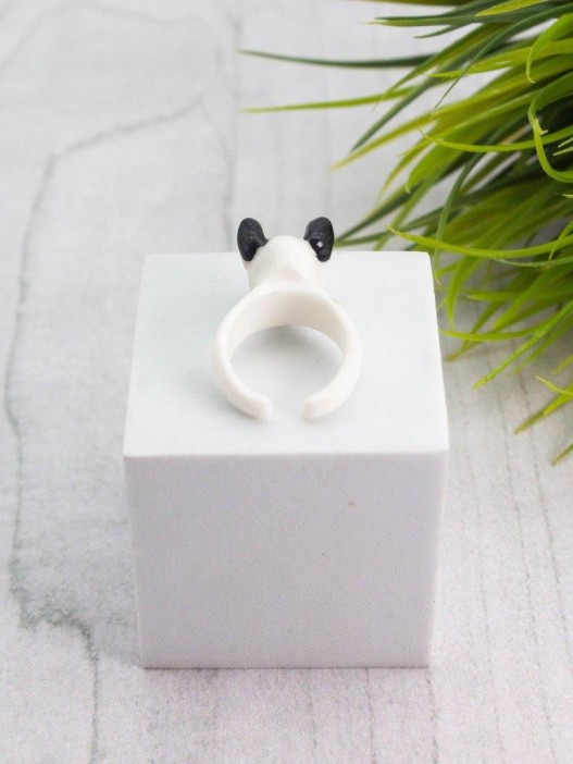 Кольцо акриловое GIRLY "Dog", white (d=1,7 см) 