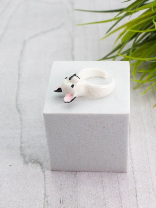 Кольцо акриловое GIRLY "Dog", white (d=1,7 см) 