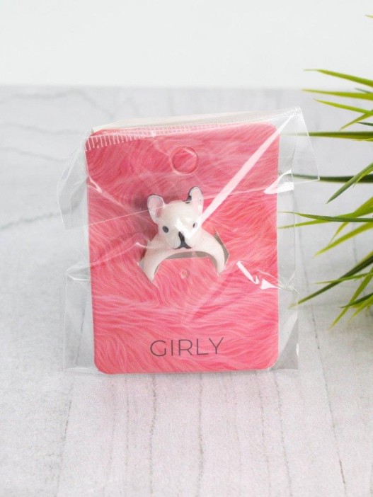 Кольцо акриловое GIRLY "Dog", white (d=1,7 см) 