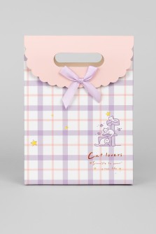 Пакет подарочный (M) "Pattern plaid", purple (27*19.5*8.6)