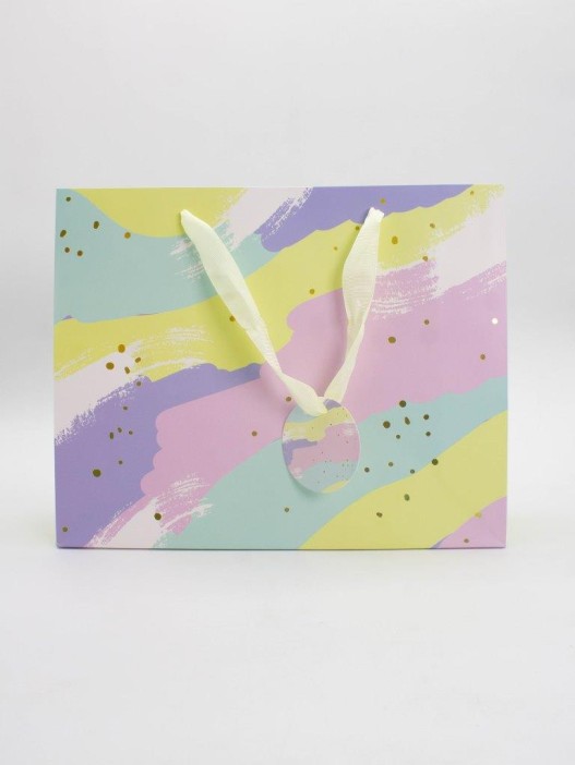 Пакет подарочный «Summer brushstrokes», yellow (33*26.5*10) 