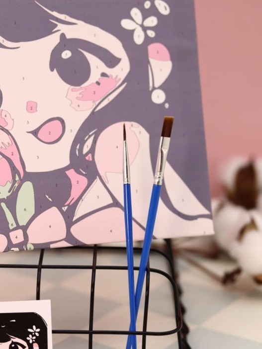 Картина по номерам на подрамнике Draw Me! «Girl with flowers», (20*20 см) 