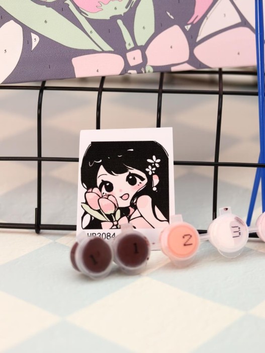 Картина по номерам на подрамнике Draw Me! «Girl with flowers», (20*20 см) 