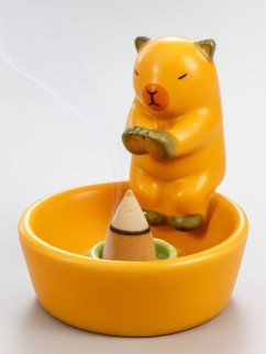 Подставка для благовоний керамическая "Capybara warms", yellow