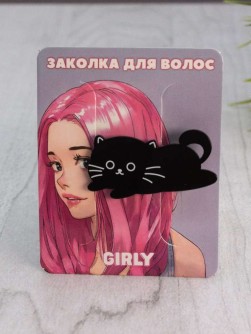 Заколка для волос GIRLY "Cat jump", black