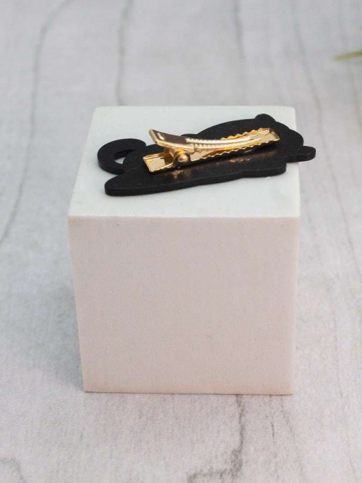 Заколка для волос GIRLY "Cat jump", black 