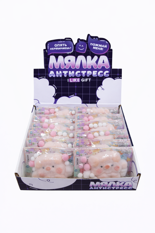 Мялка-антисресс "Свинка-Ангел", шоу-бокс 12 шт. 