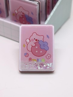 Зеркало шейкер раскладное &quot;Pig and strawberry&quot;, розовое, 8*6 см
