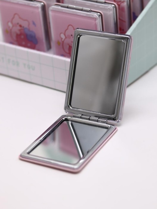 Зеркало шейкер раскладное &quot;Pig and strawberry&quot;, розовое, 8*6 см 
