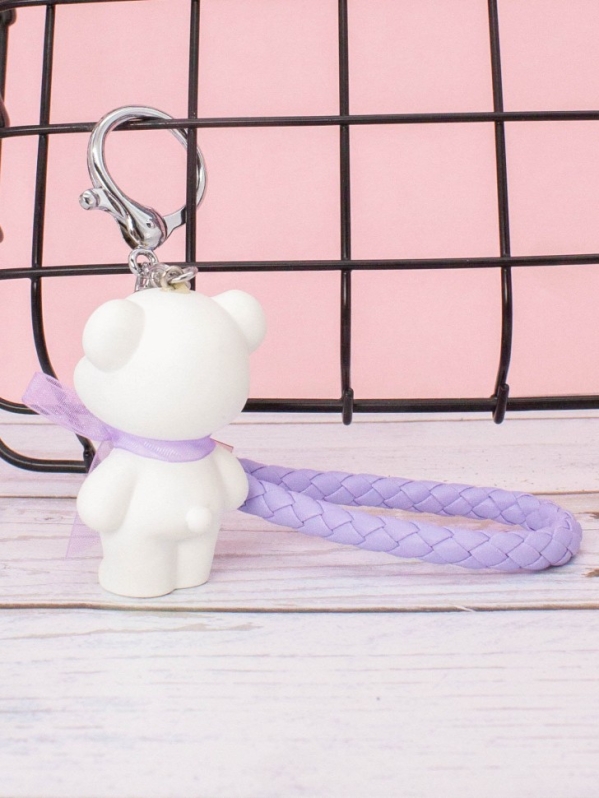 Брелок "Мишка с бантиком", белый