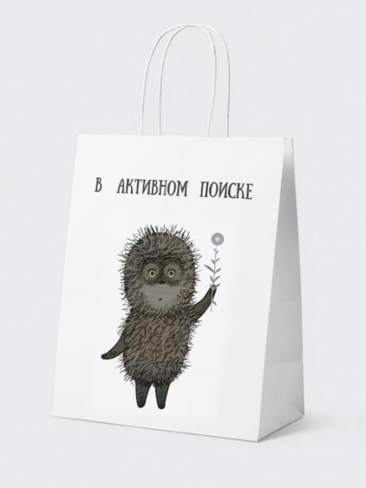 Пакет подарочный «Ёжик в тумане. В активном поиске», белый (24*14*30) 