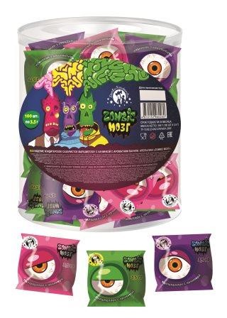 Маршмеллоу &quot;Zombie Мозг&quot; с ароматами апельсина, ванили (шоубокс - 100 шт.) 