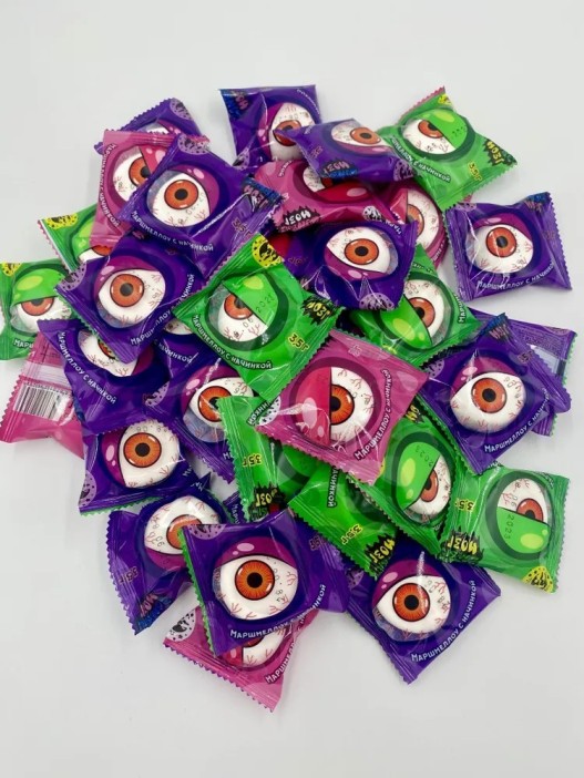 Маршмеллоу &quot;Zombie Мозг&quot; с ароматами апельсина, ванили (шоубокс - 100 шт.) 