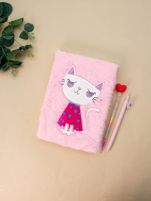 Блокнот плюшевый «Cat dress», pink, 21,5х15 см, плотность 70 гр. 