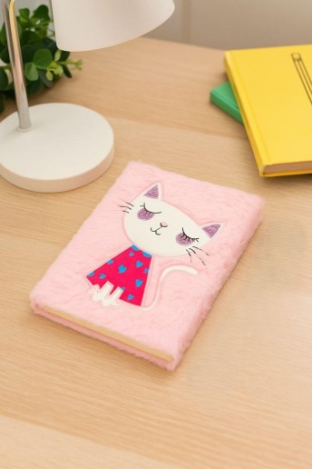 Блокнот плюшевый «Cat dress», pink, 21,5х15 см, плотность 70 гр.