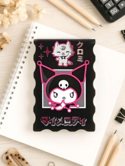 Блокнот фигурный А7 "Куроми-2", 40л, на скрепке, тиснение серебряной фольгой