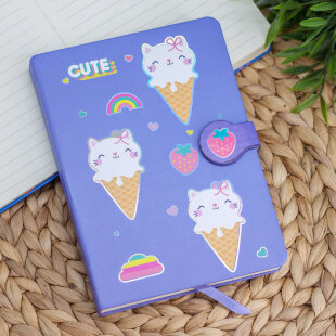 Блокнот (B6) "Cute cat ice-cream", purple (13*18)