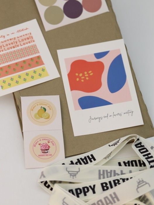 Упаковочный набор для подарков (2 листа+лента+открытка+5 наклеек) &quot;Pure joy&quot;, 40x50 см 