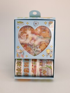 Набор декоративного скотча 4 шт. и стикеров 4 шт. &quot;Capybara&quot;, blue