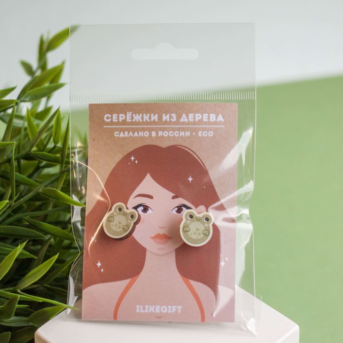 Серьги ECO из дерева TWO FROGS 