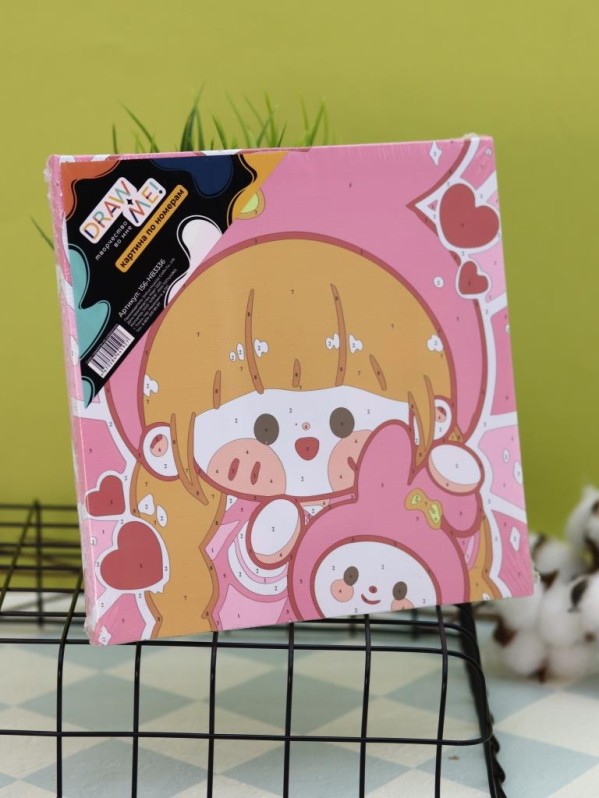 Картина по номерам на подрамнике Draw Me! "Рыжая девушка", (20*20 см)
