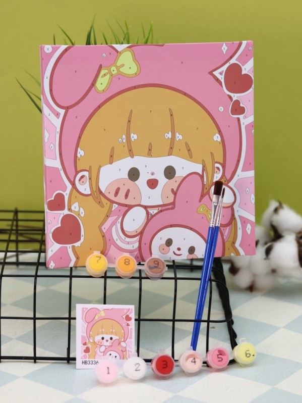 Картина по номерам на подрамнике Draw Me! "Рыжая девушка", (20*20 см)