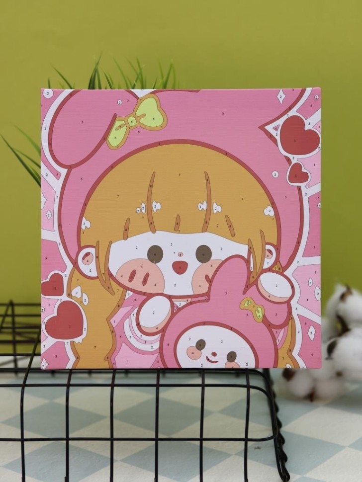 Картина по номерам на подрамнике Draw Me! "Рыжая девушка", (20*20 см)
