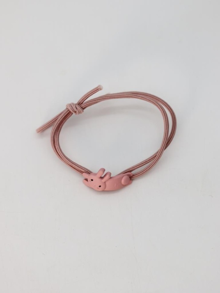 Резинка для волос GIRLY "Длинный зайчик", розовая
