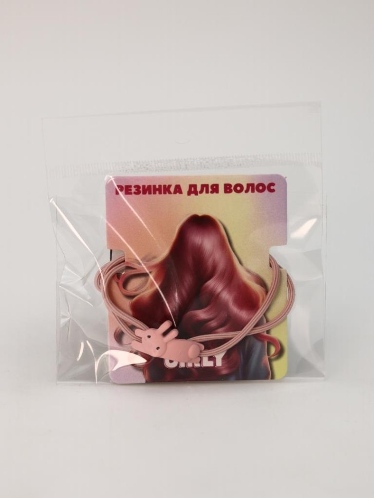 Резинка для волос GIRLY "Длинный зайчик", розовая