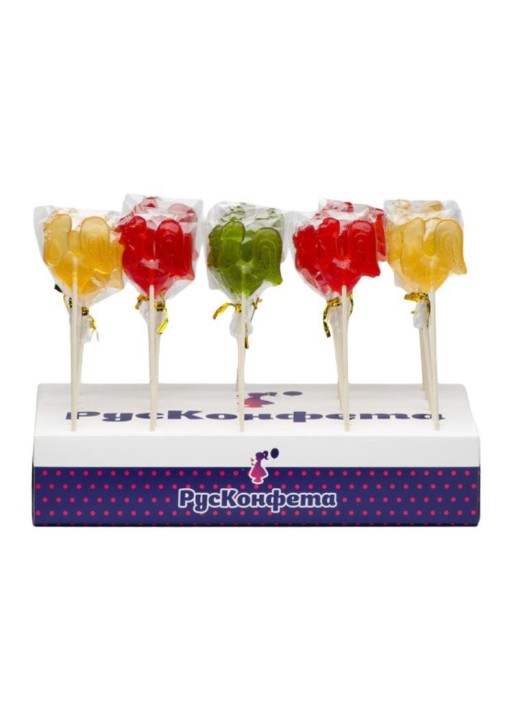 Леденцы "Старый добрый петушок", мини ассорти (шоубокс - 45 шт.) 