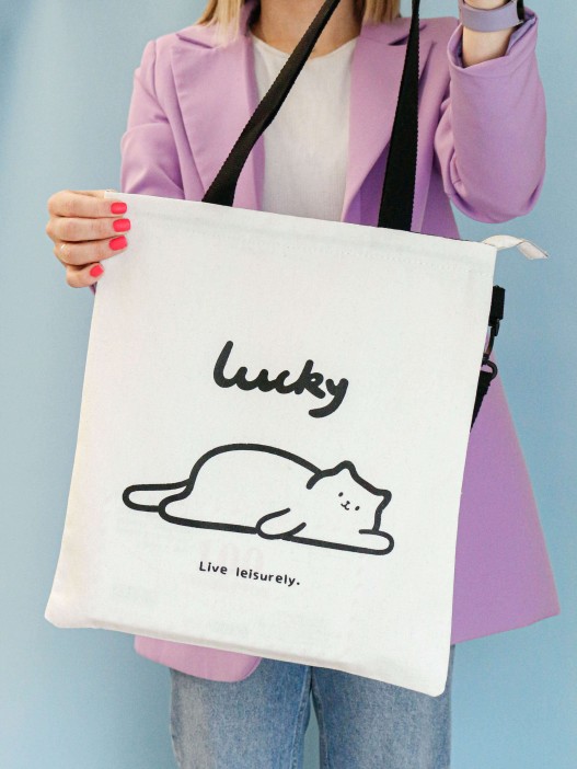 Сумка шоппер &quot;Lucky cat&quot;, white 