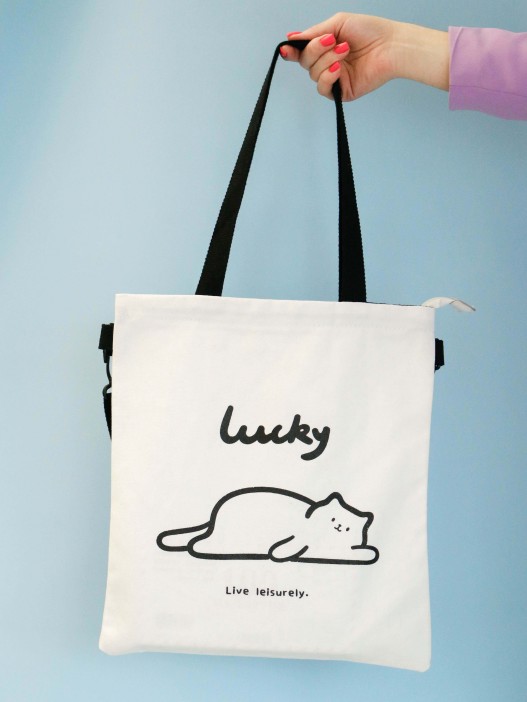 Сумка шоппер &quot;Lucky cat&quot;, white 