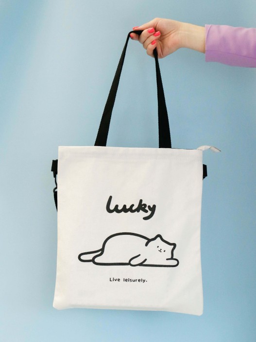 Сумка шоппер &quot;Lucky cat&quot;, white 