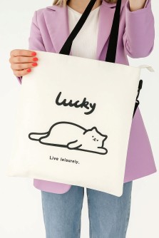 Сумка шоппер "Lucky cat", white