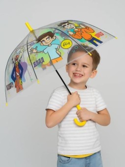 Прозрачный зонт для детей "Влад А4-2", полуавтоматический (L=68 см, D=84 см)