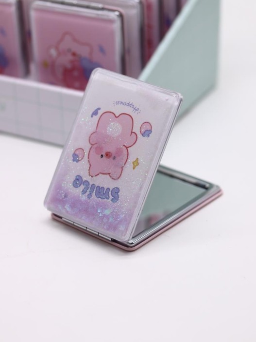 Зеркало шейкер раскладное &quot;Smile pig&quot;, белое, 8*6 см 
