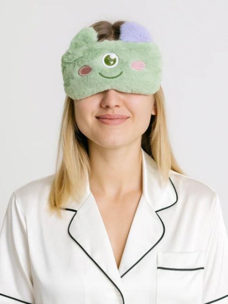 Маска для сна гелевая "Fluffy monster", green 
