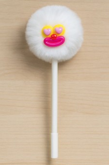 Ручка гелевая с помпоном "The sad monster", white