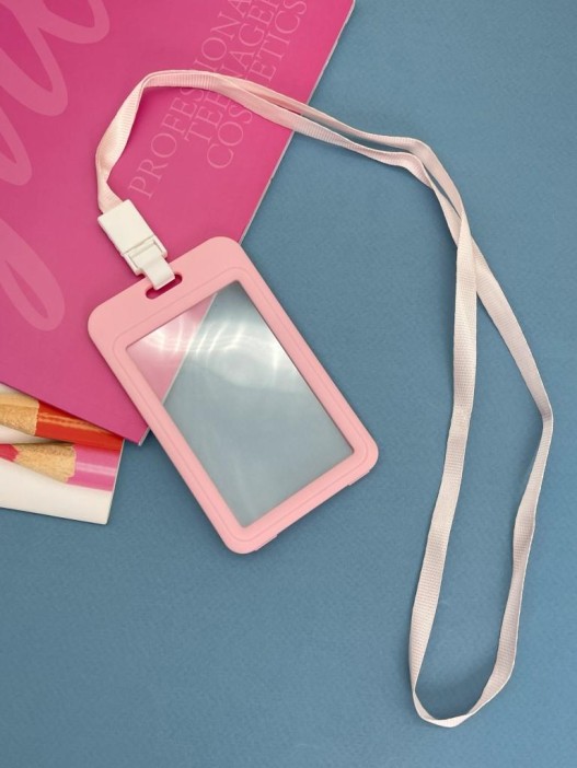 Держатель для карт с шнурком &quot;Clear color&quot;, pink (11*7 см) 