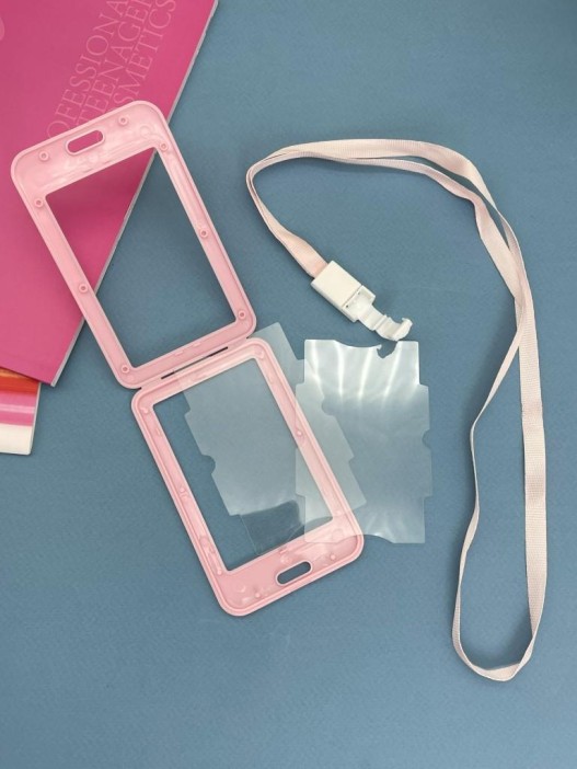 Держатель для карт с шнурком &quot;Clear color&quot;, pink (11*7 см) 