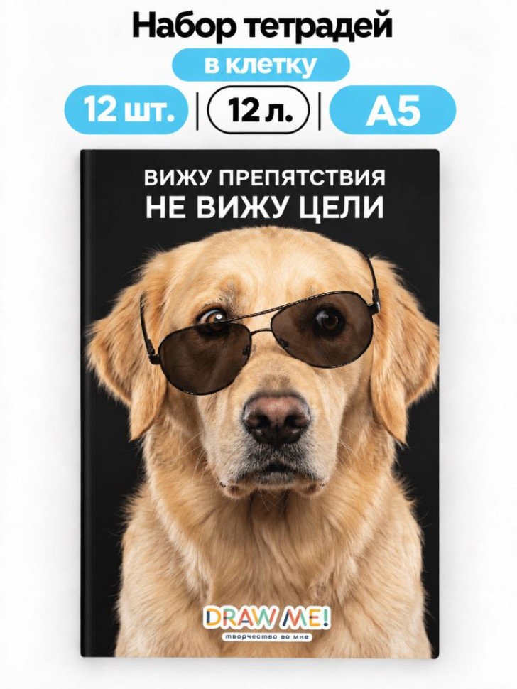 Тетрадь в клетку А5 Draw Me! 12шт. "Не вижу цели", 12 л.