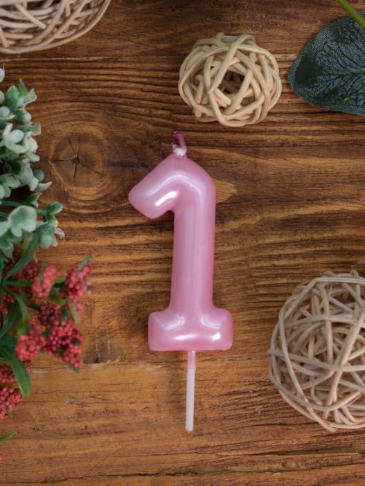Свеча для торта &quot;Pink glow&quot; цифра 1, (6 см) 